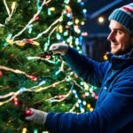how to install christmas lights on a tall tree