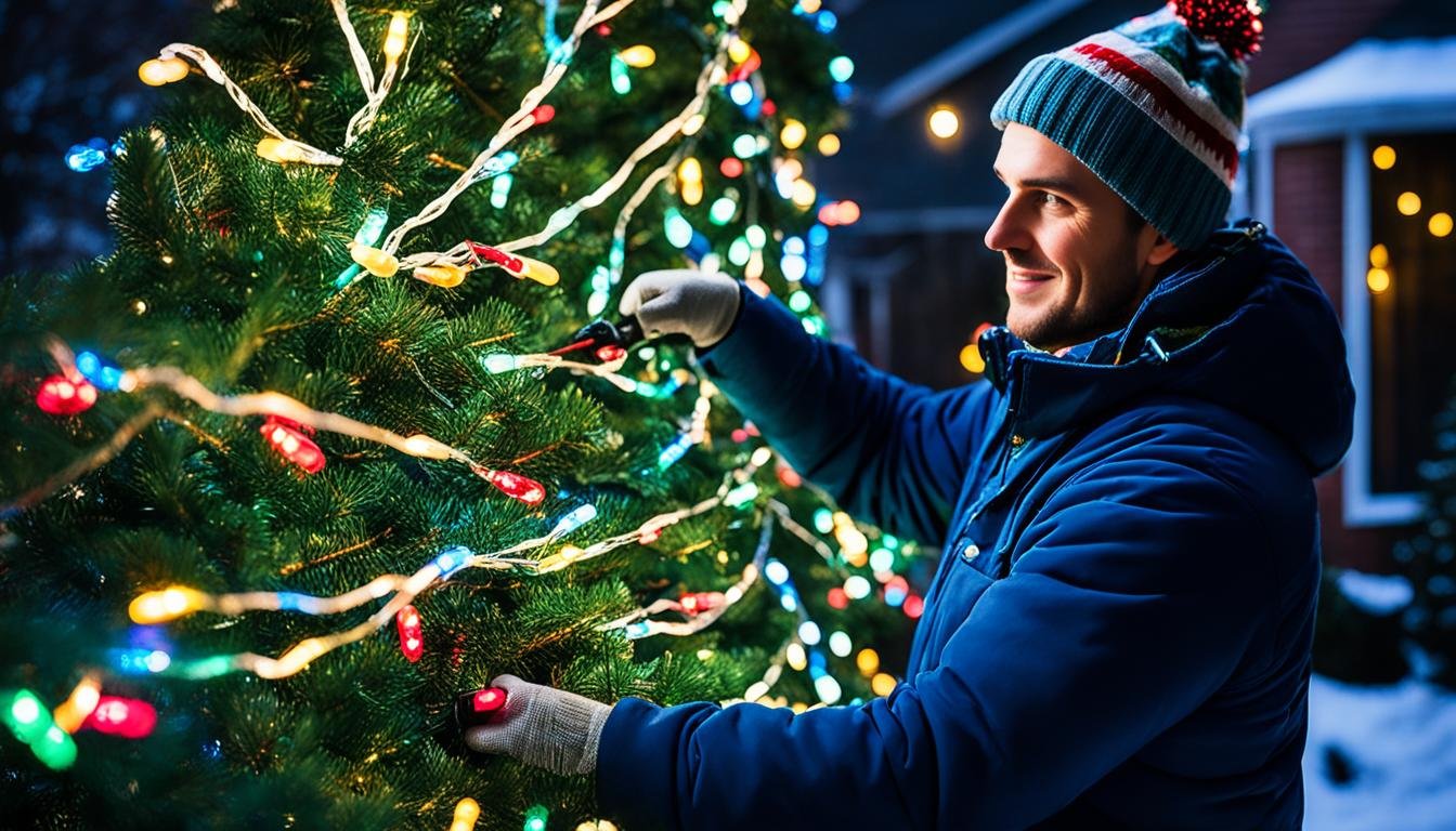 how to install christmas lights on a tall tree