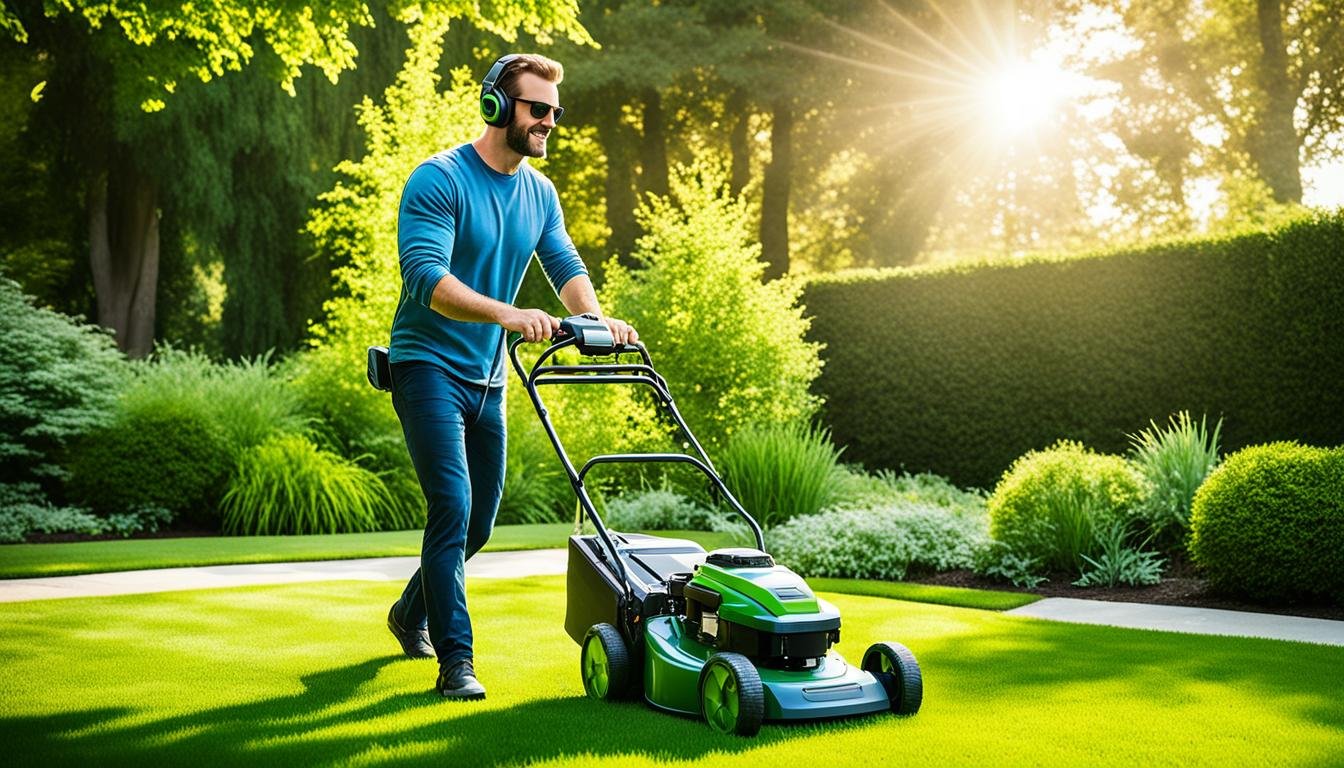 cutting the green lawn care