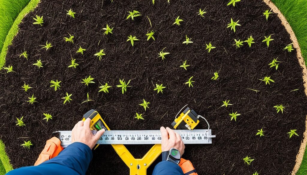 measuring for rubber mulch