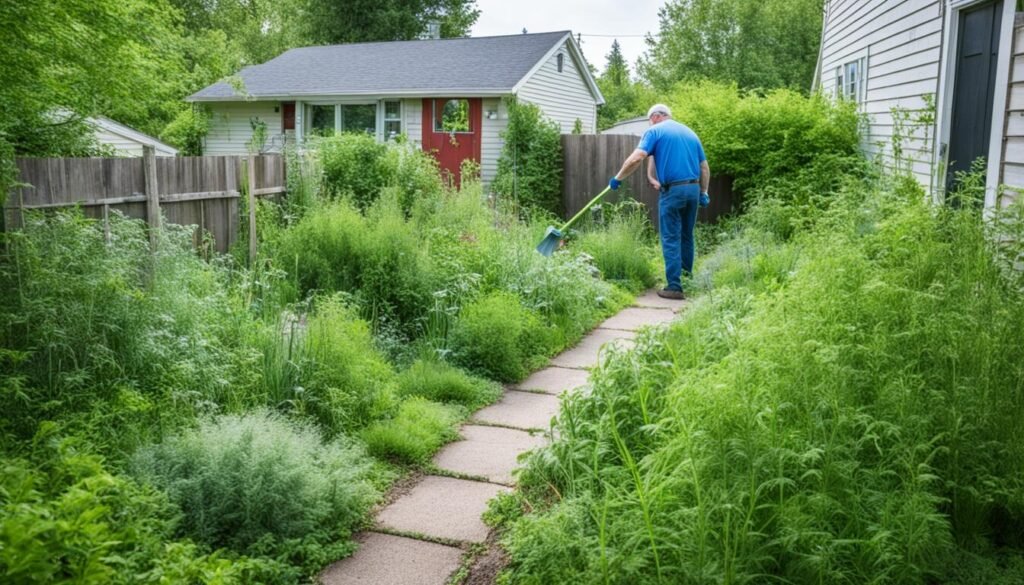 overgrown yard landscaping