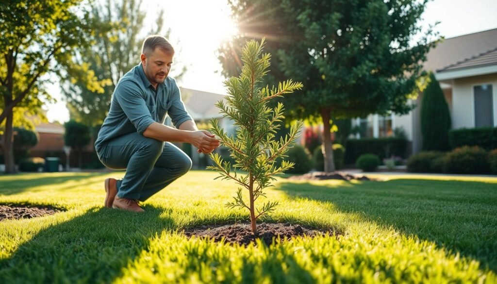 Murrieta yard maintenance expert planting tree